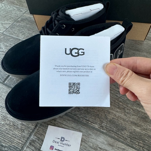 Brand New UGG Neumel Graphic Men’s Boots “Black Grey Suede” - Picture 10 of 11